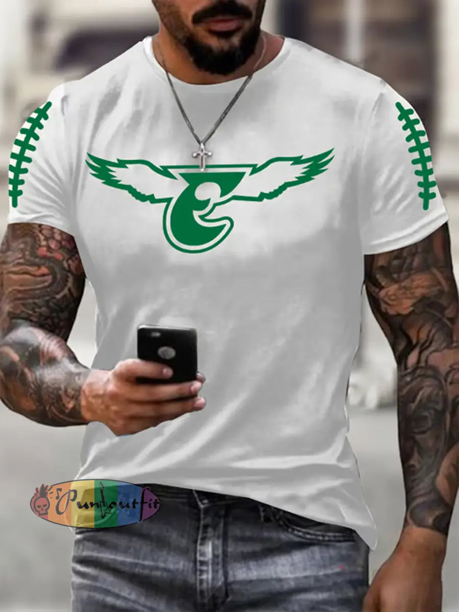 Men’s Football Fans Lovers Gameday Casual short sleeves t-shirt White / S
