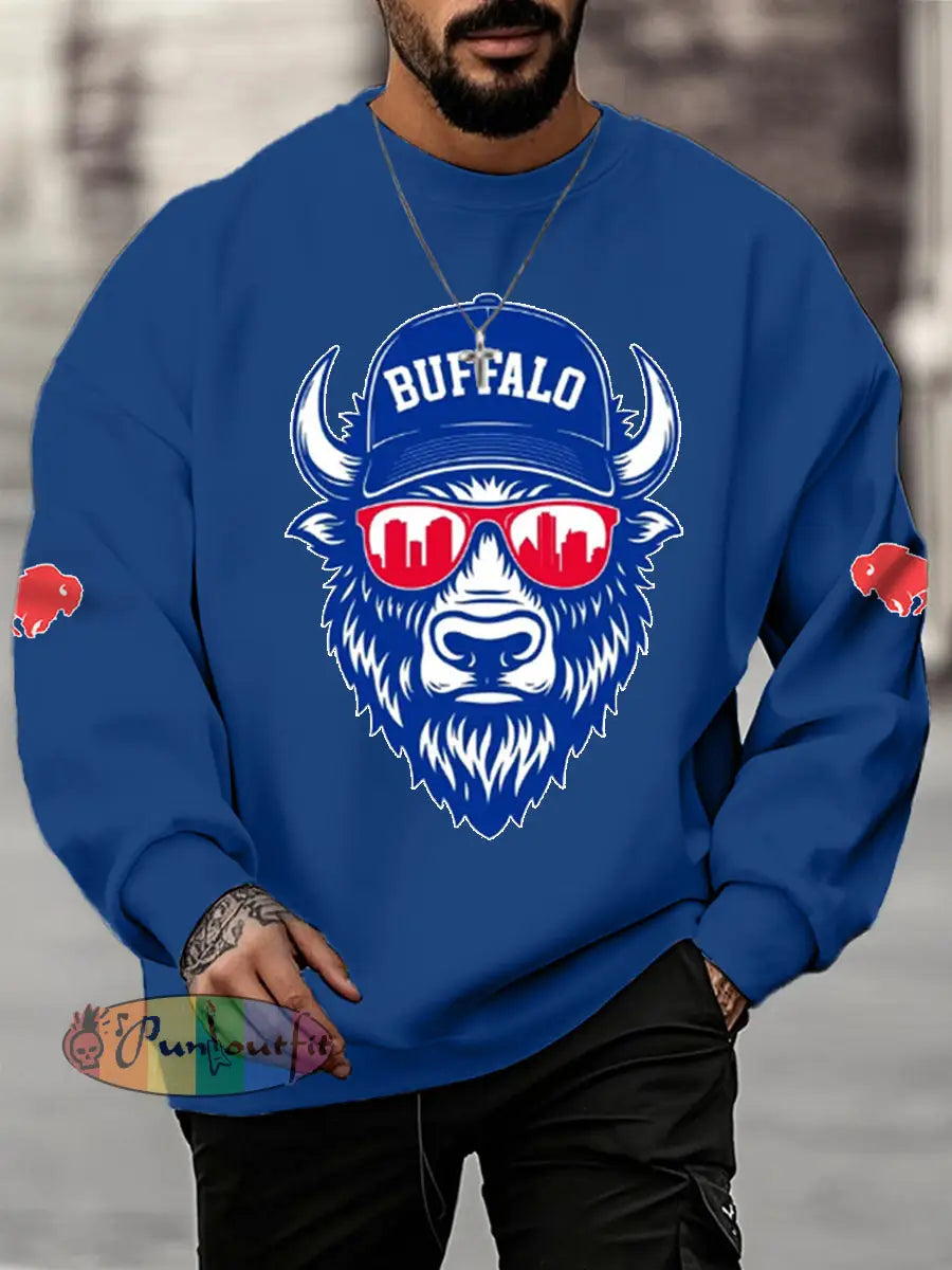Men’s Football Fans Lovers Gameday Casual Sweatshirt Navy Blue / S