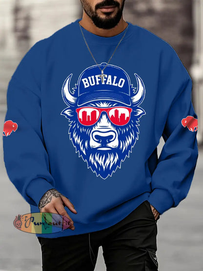 Men’s Football Fans Lovers Gameday Casual Sweatshirt Navy Blue / S