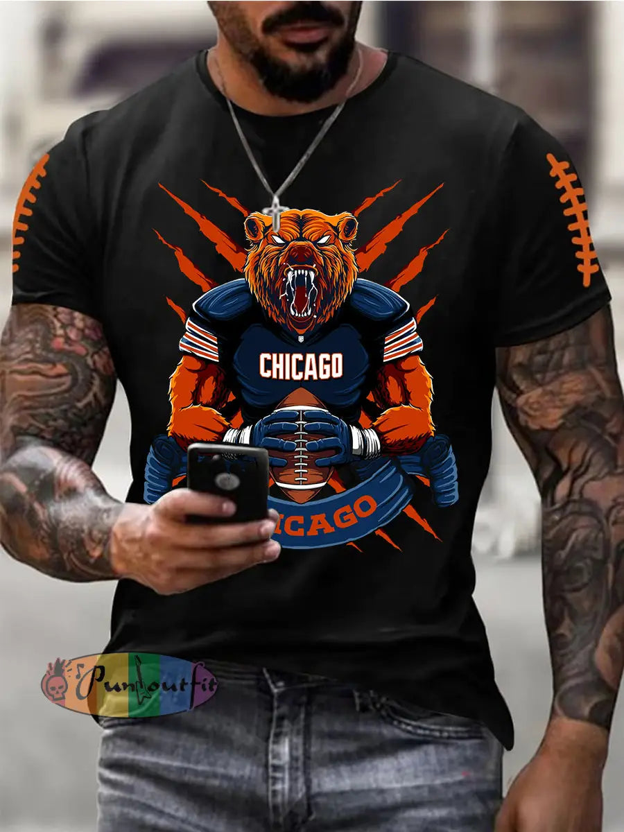 Men’s Football Fans Lovers Gameday Casual Tee Black / S