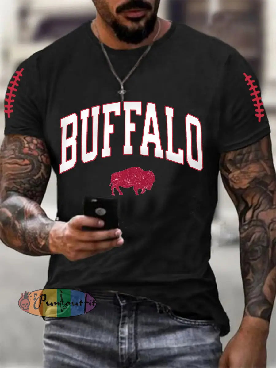 Men’s Football Fans Lovers Gameday Casual Tee Black / S
