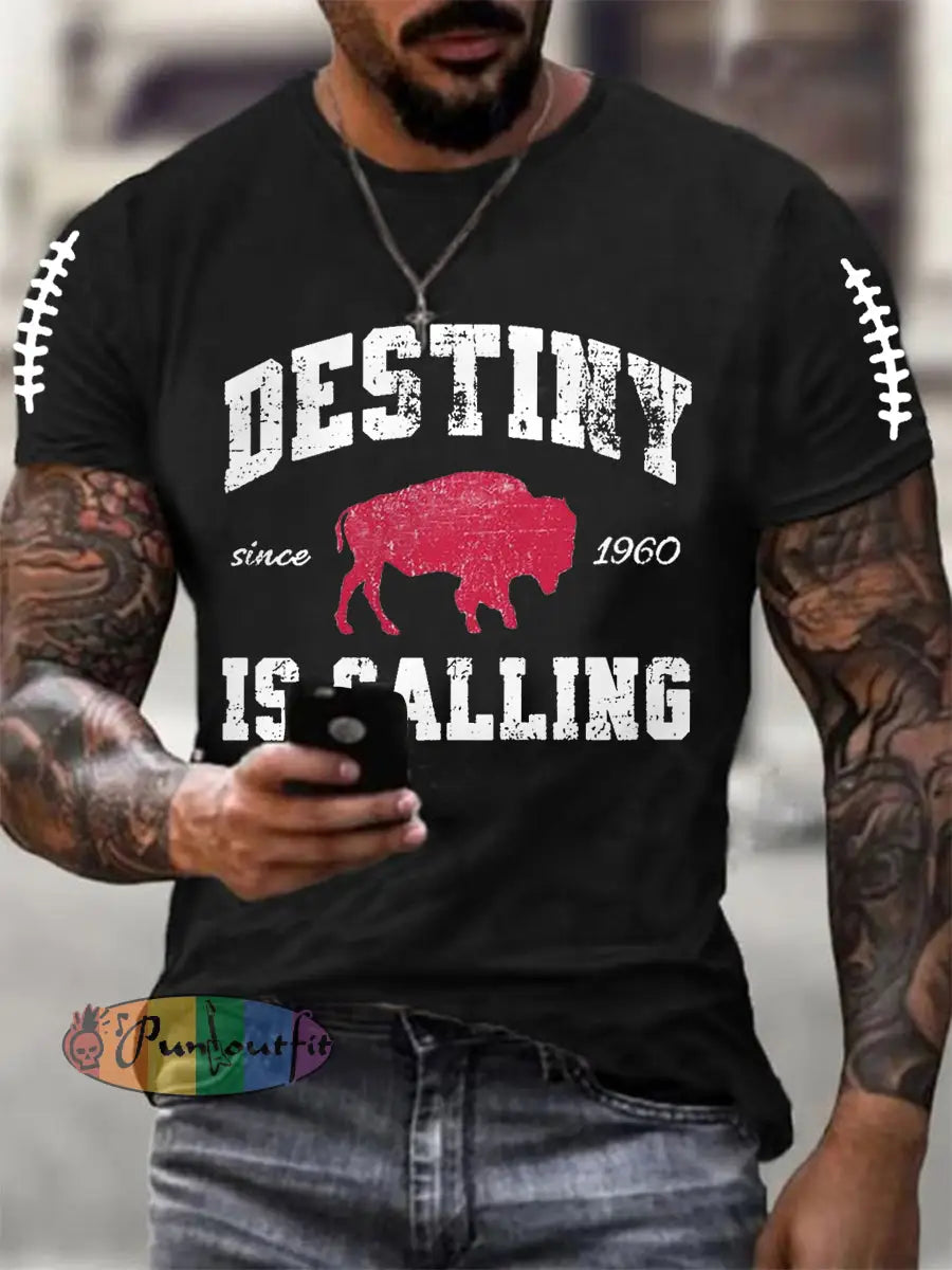 Men’s Football Fans Lovers Gameday Casual Tee Black / S