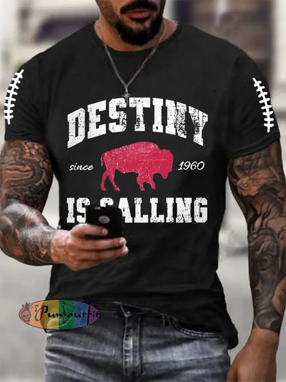 Men’s Football Fans Lovers Gameday Casual Tee Black / S