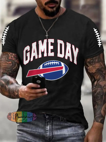 Men’s Football Fans Lovers Gameday Casual Tee Black / S