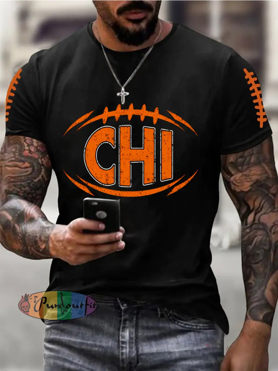 Men’s Football Fans Lovers Gameday Casual Tee Black / S