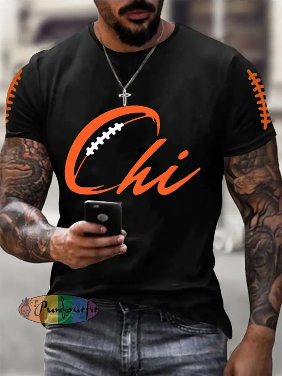 Men’s Football Fans Lovers Gameday Casual Tee Black / S