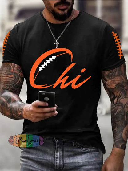 Men’s Football Fans Lovers Gameday Casual Tee Black / S