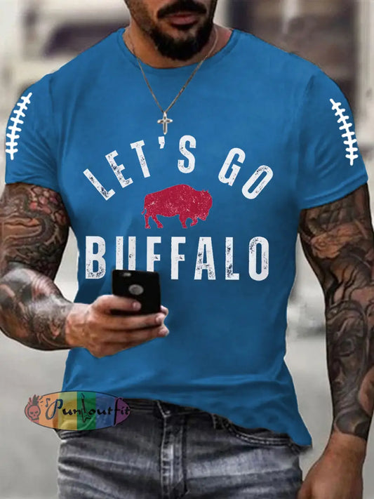 Men’s Football Fans Lovers Gameday Casual Tee Blue / S