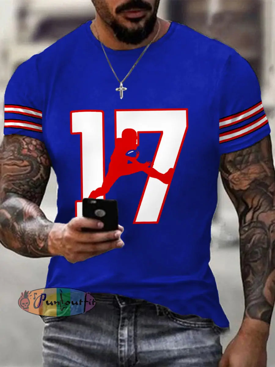 Men’s Football Fans Lovers Gameday Casual Tee Blue / S