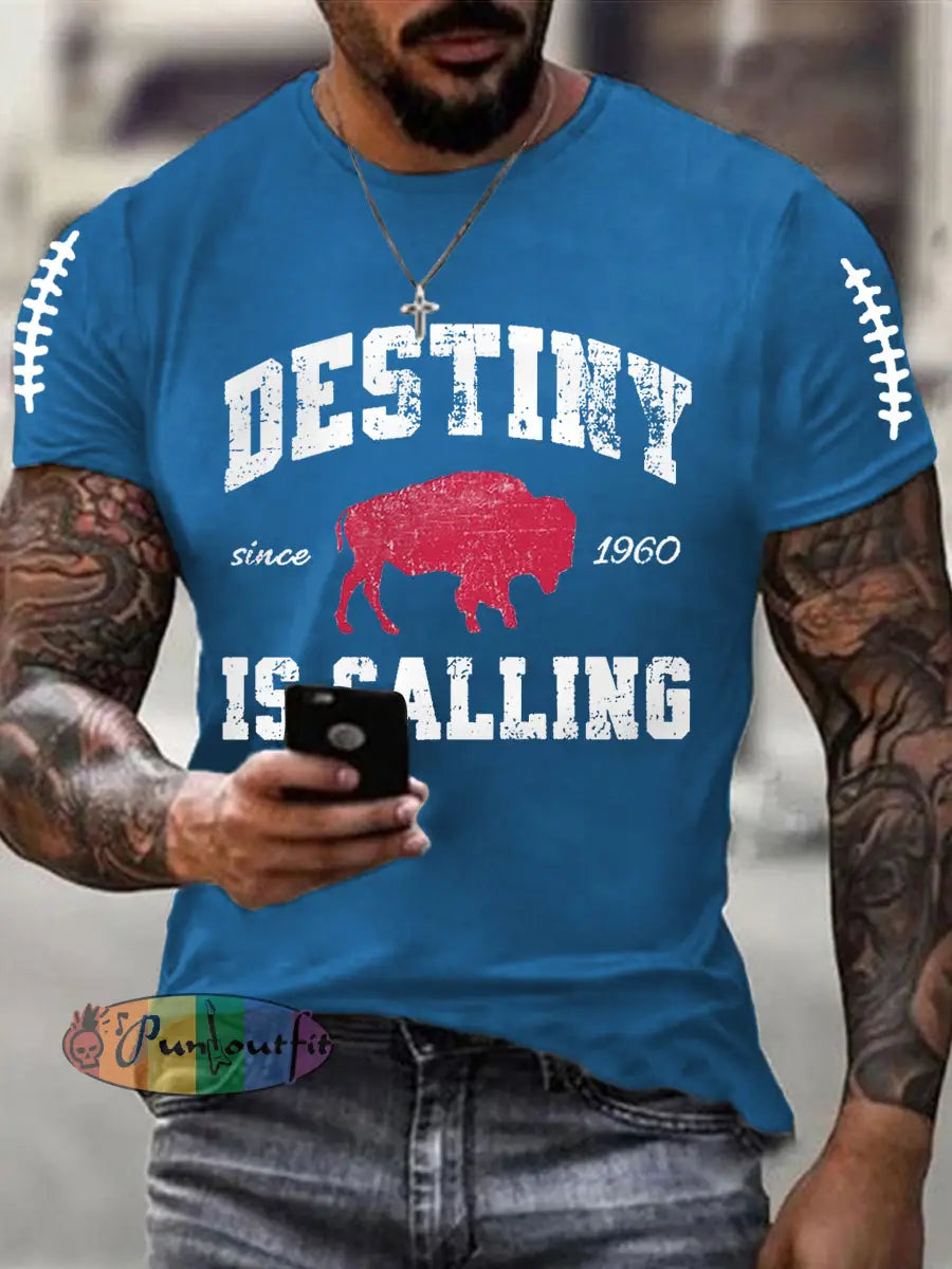 Men’s Football Fans Lovers Gameday Casual Tee Blue / S