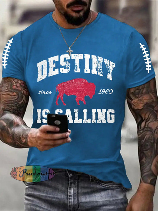 Men’s Football Fans Lovers Gameday Casual Tee Blue / S