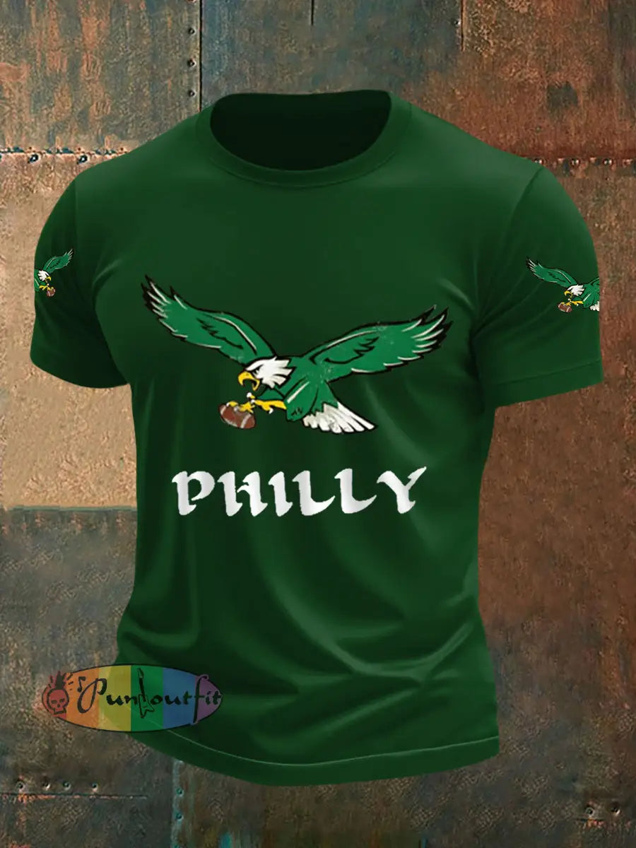 Men’s Football Fans Lovers Gameday Casual Tee Dark Green / S