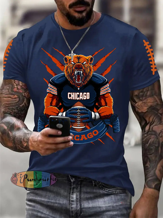 Men’s Football Fans Lovers Gameday Casual Tee Navy Blue / S