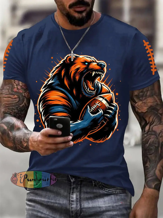 Men’s Football Fans Lovers Gameday Casual Tee Navy Blue / S