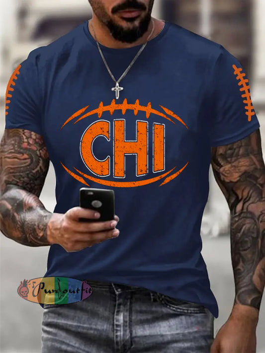 Men’s Football Fans Lovers Gameday Casual Tee Navy Blue / S