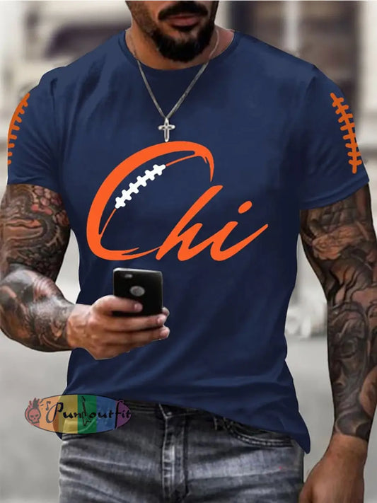 Men’s Football Fans Lovers Gameday Casual Tee Navy Blue / S