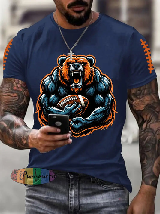 Men’s Football Fans Lovers Gameday Casual Tee Navy Blue / S