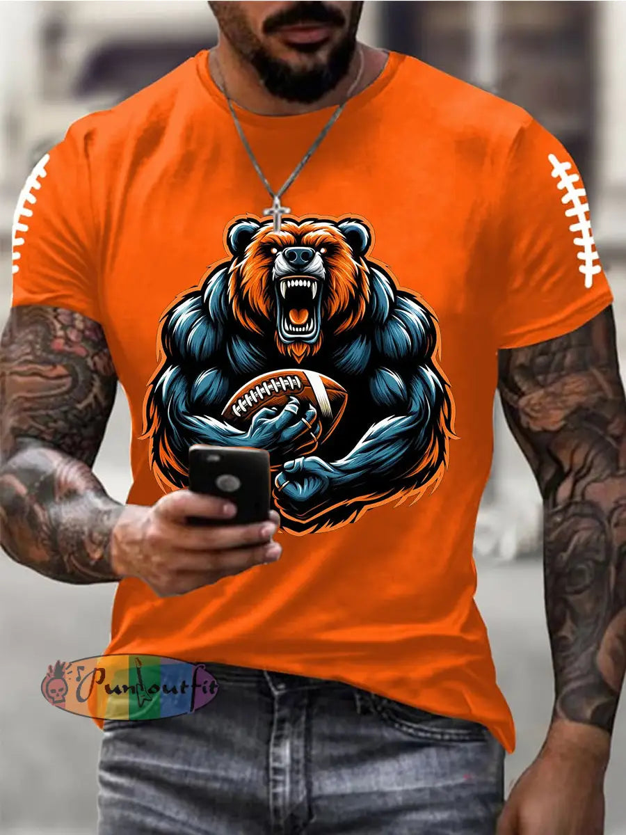 Men’s Football Fans Lovers Gameday Casual Tee Orange / S