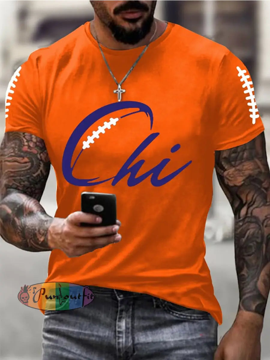 Men’s Football Fans Lovers Gameday Casual Tee Orange / S