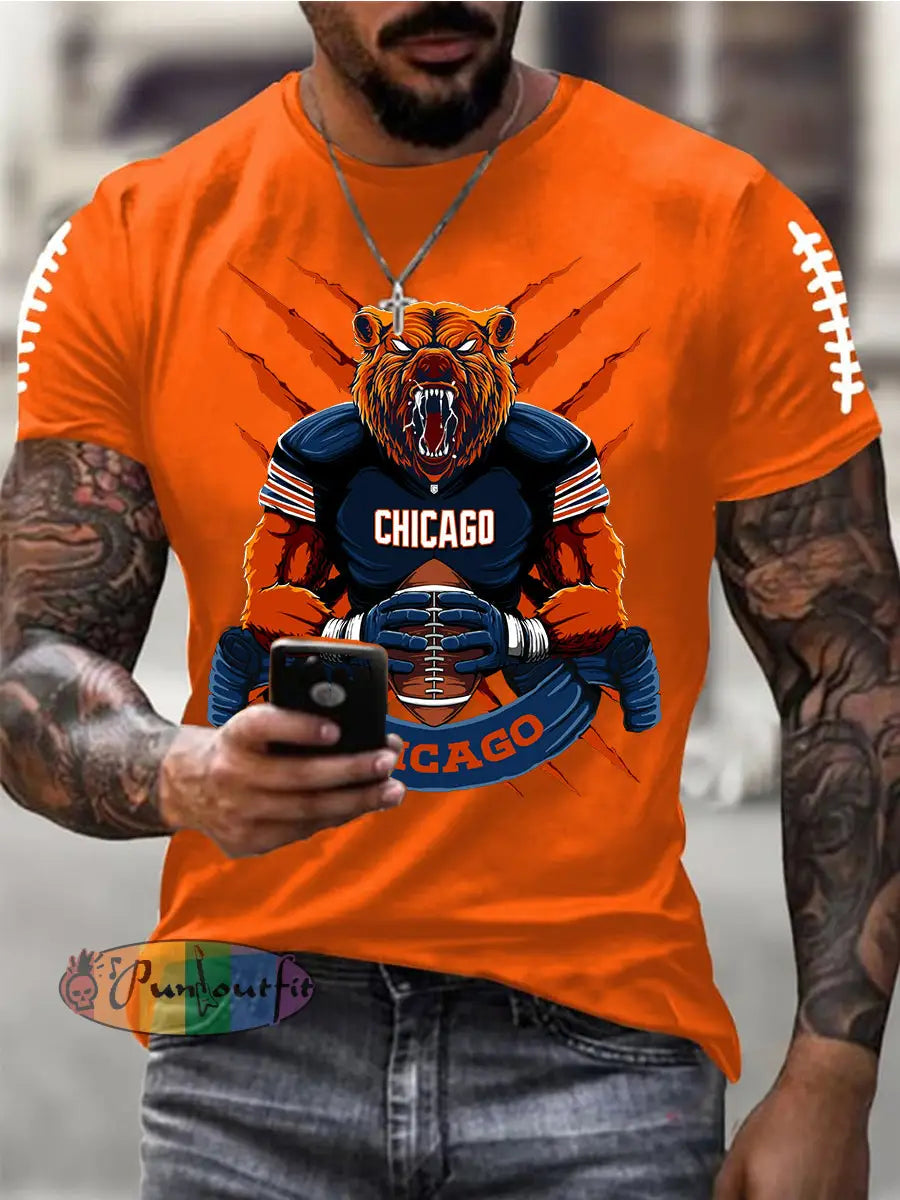 Men’s Football Fans Lovers Gameday Casual Tee Orange / S