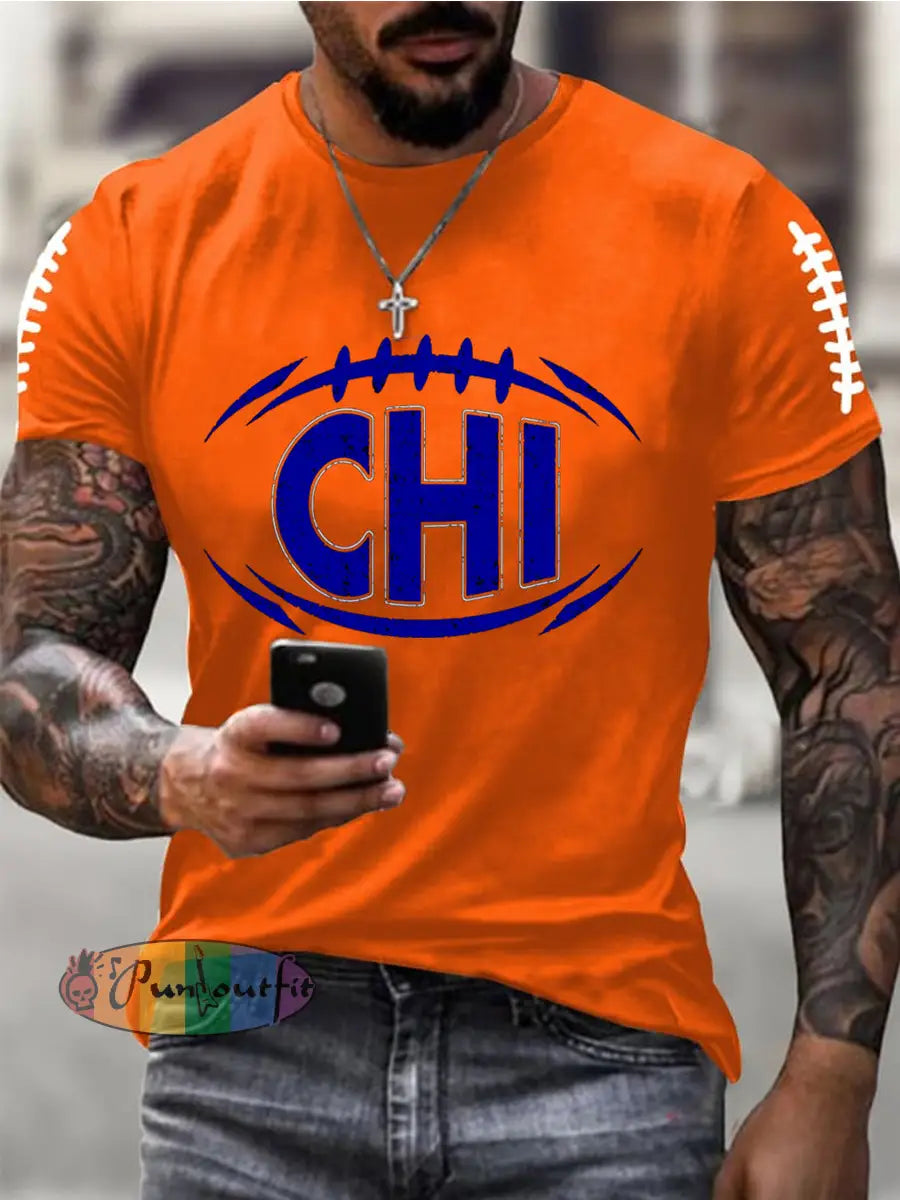 Men’s Football Fans Lovers Gameday Casual Tee Orange / S