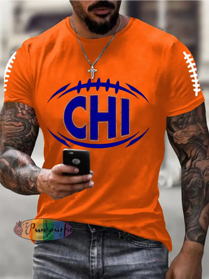Men’s Football Fans Lovers Gameday Casual Tee Orange / S