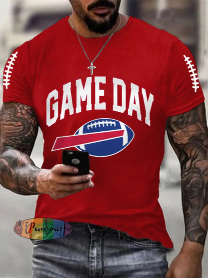 Men’s Football Fans Lovers Gameday Casual Tee Pure Red / S