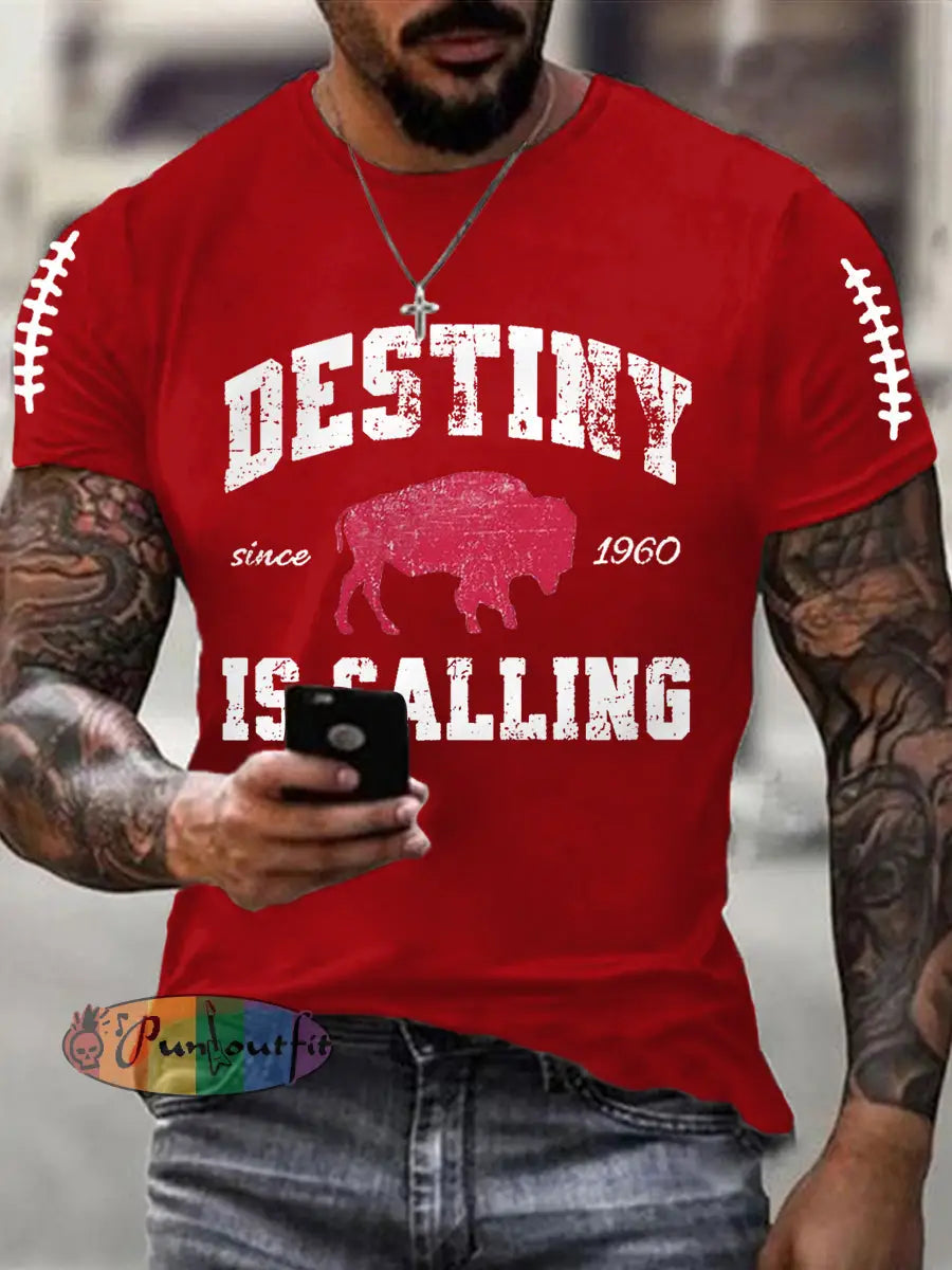 Men’s Football Fans Lovers Gameday Casual Tee Pure Red / S