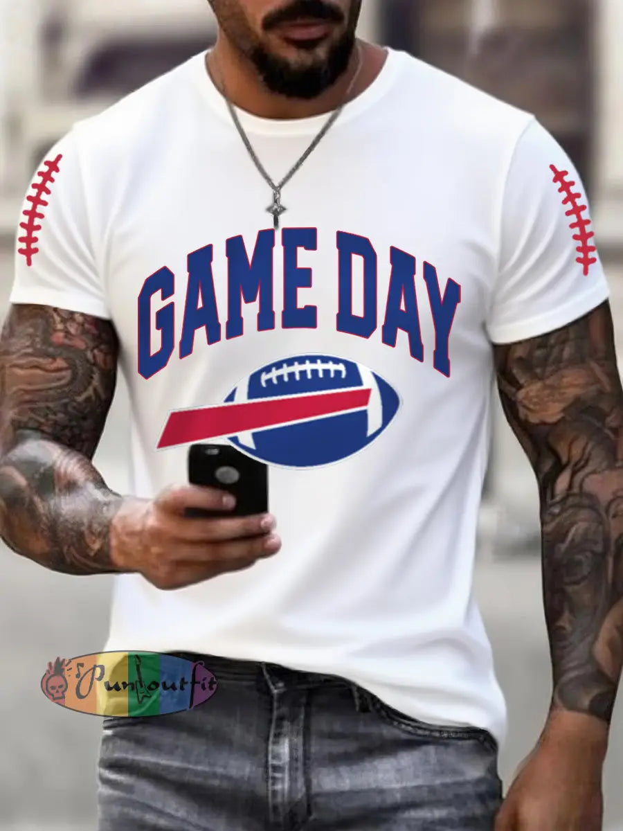 Men’s Football Fans Lovers Gameday Casual Tee White / S