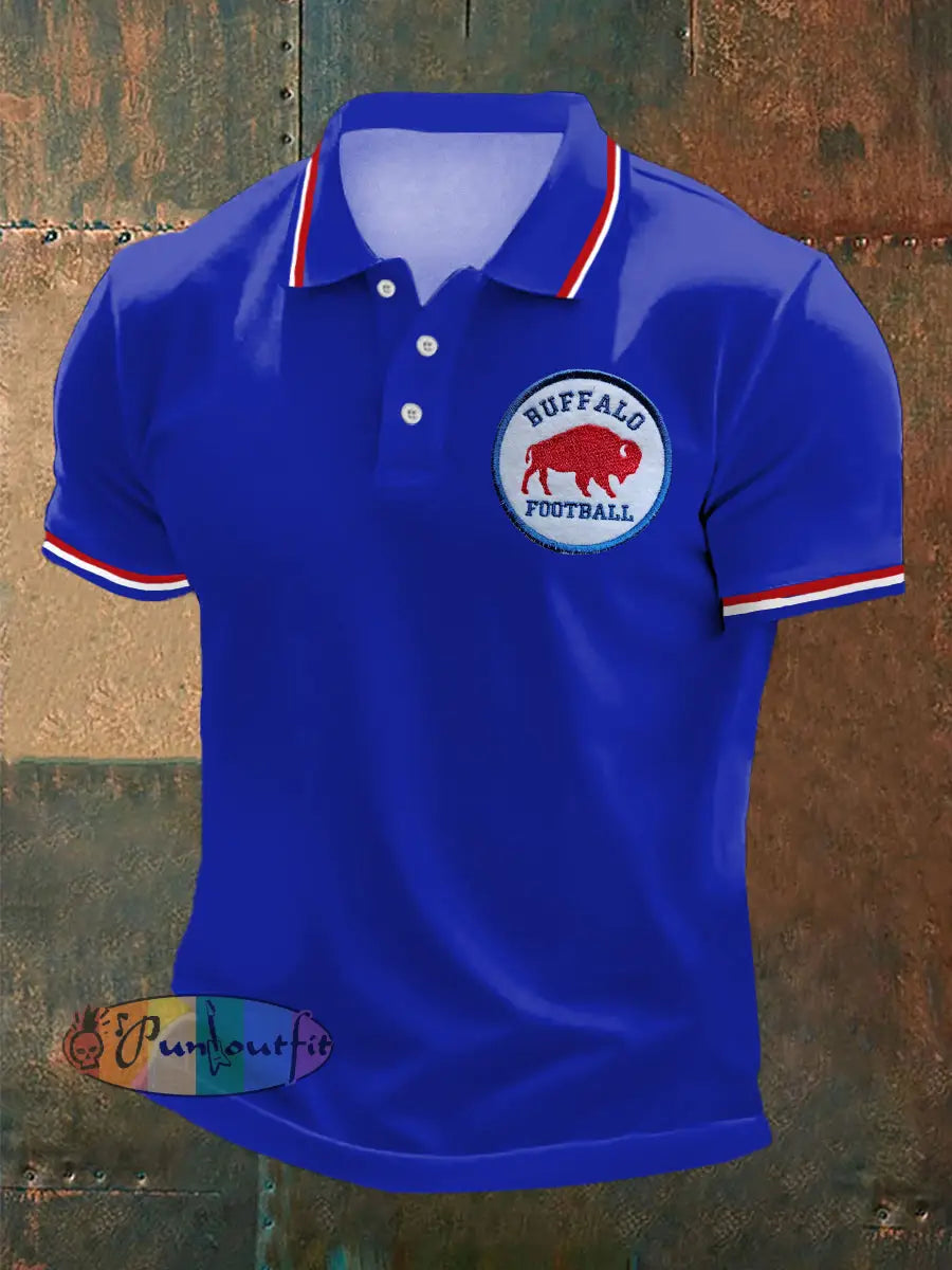 Men’s Football Fans Lovers Gameday Casual Top Blue / S