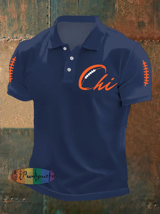 Men’s Football Fans Lovers Gameday Casual Top Navy Blue / S