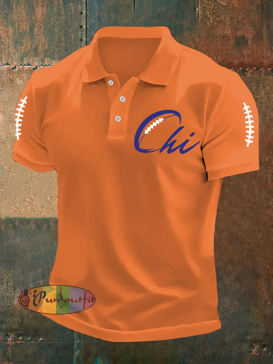 Men’s Football Fans Lovers Gameday Casual Top Orange / S