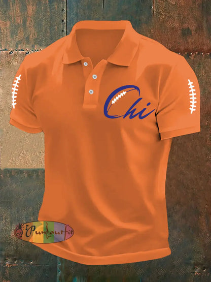 Men’s Football Fans Lovers Gameday Casual Top Orange / S
