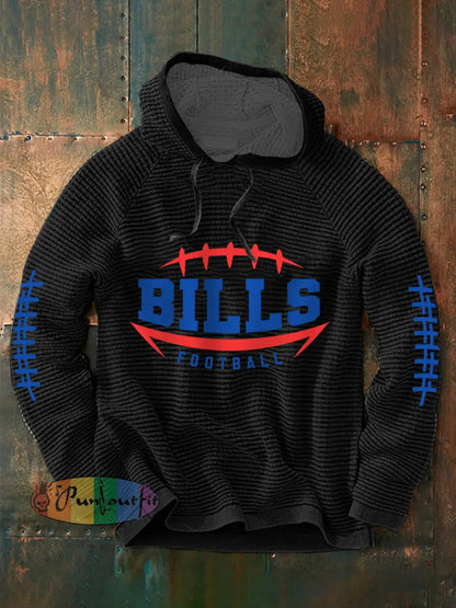 Men’s Football Fans Lovers Gameday Casual Waffle Hoodie Black / S