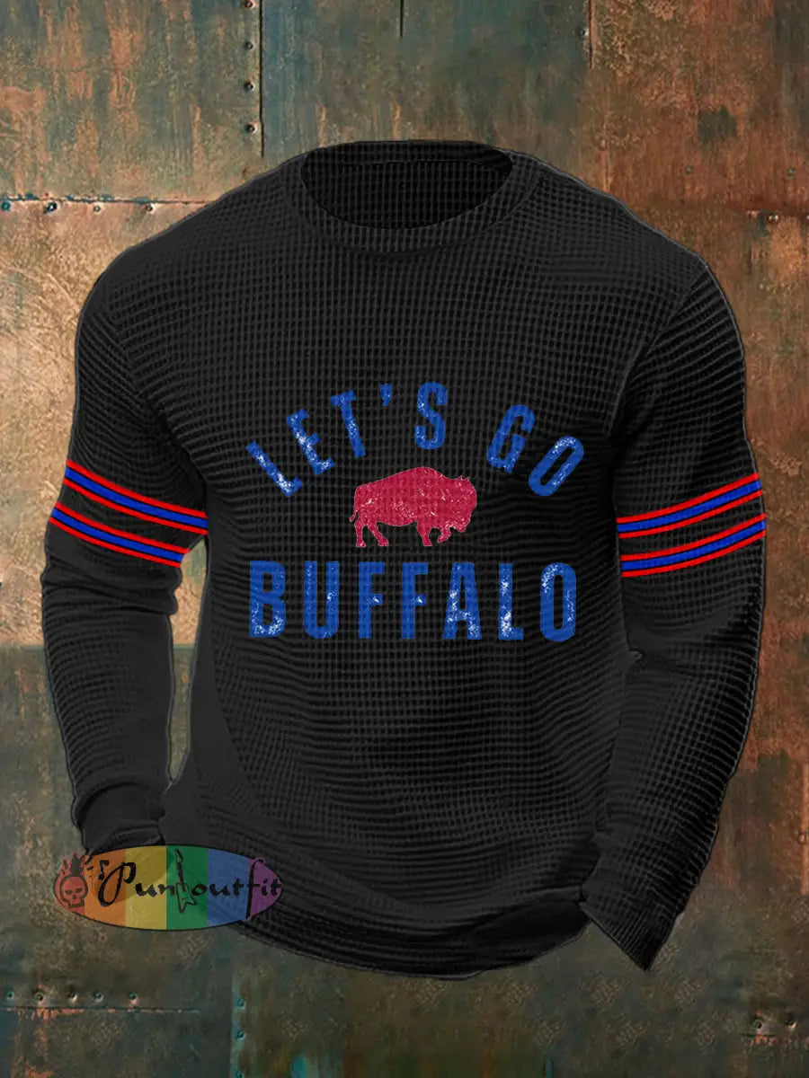 Men’s Football Fans Lovers Gameday Casual Waffle Top Black / S