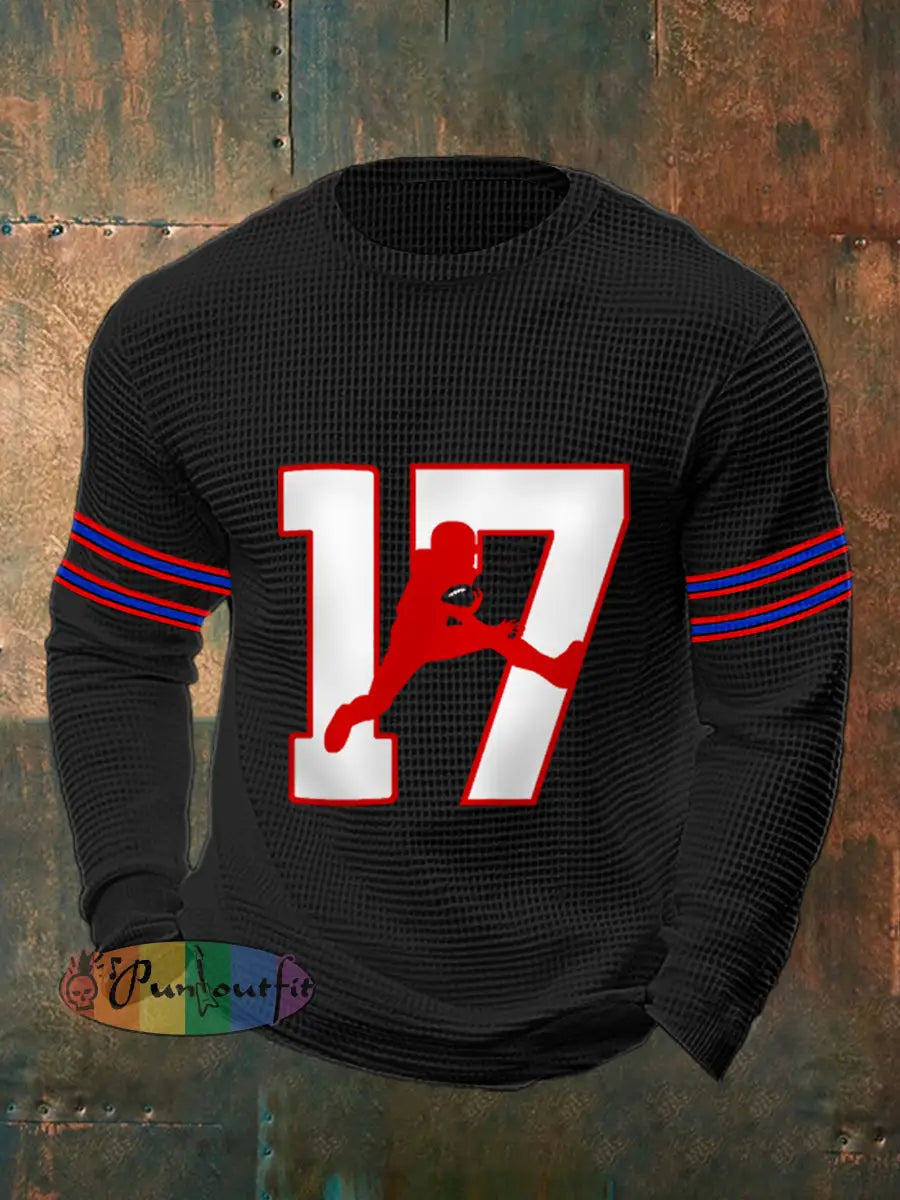 Men’s Football Fans Lovers Gameday Casual Waffle Top Black / S
