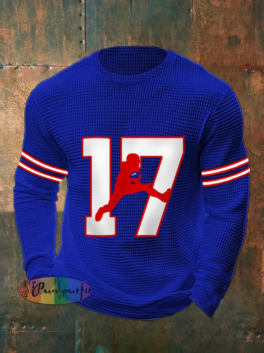 Men’s Football Fans Lovers Gameday Casual Waffle Top Blue / S