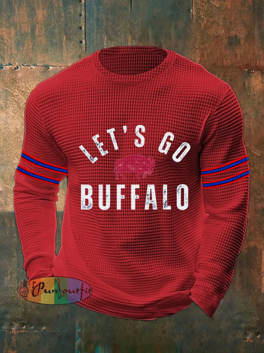 Men’s Football Fans Lovers Gameday Casual Waffle Top Red / S