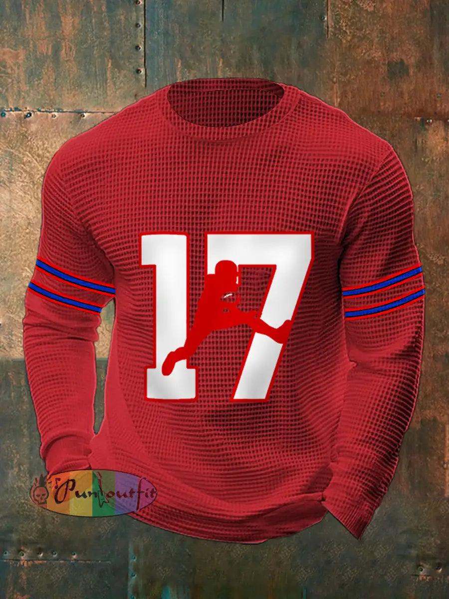 Men’s Football Fans Lovers Gameday Casual Waffle Top Red / S
