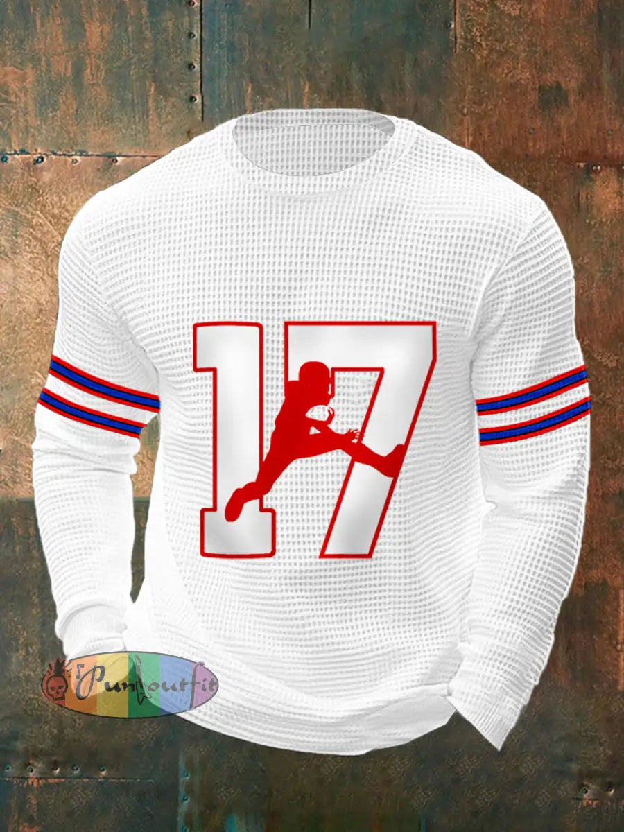 Men’s Football Fans Lovers Gameday Casual Waffle Top White / S
