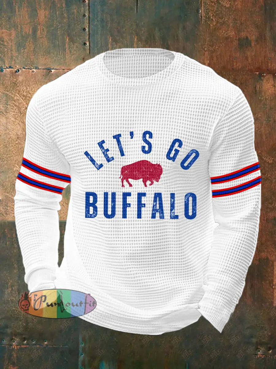 Men’s Football Fans Lovers Gameday Casual Waffle Top White / S