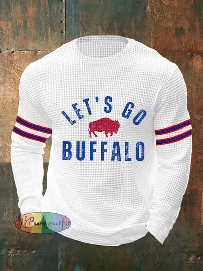 Men’s Football Fans Lovers Gameday Casual Waffle Top White / S