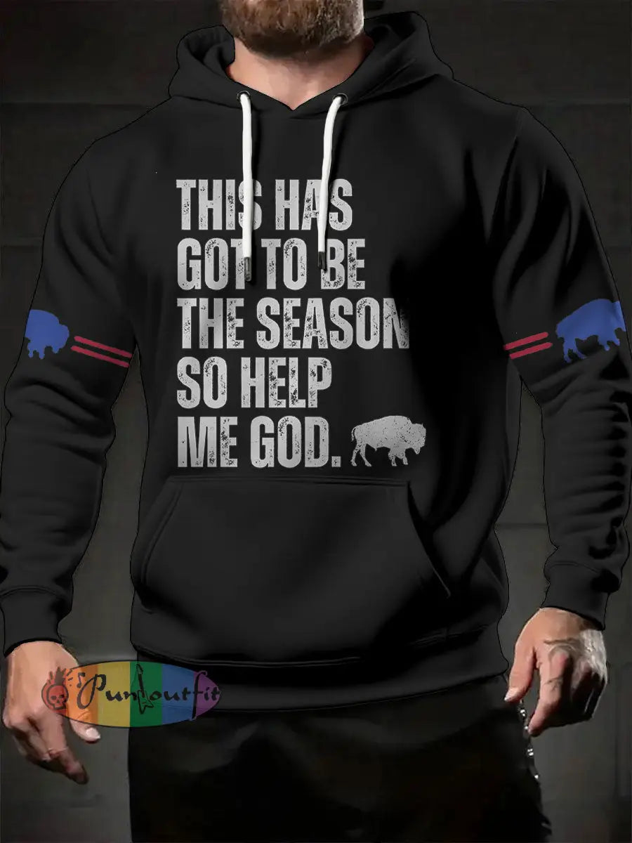 Men’s Football Lover Buffalo Printed Hoodie Black / S