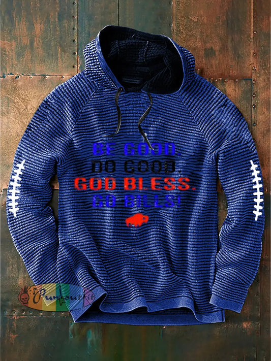 Men’s Football Lover Buffalo Printed Hoodie Blue / S