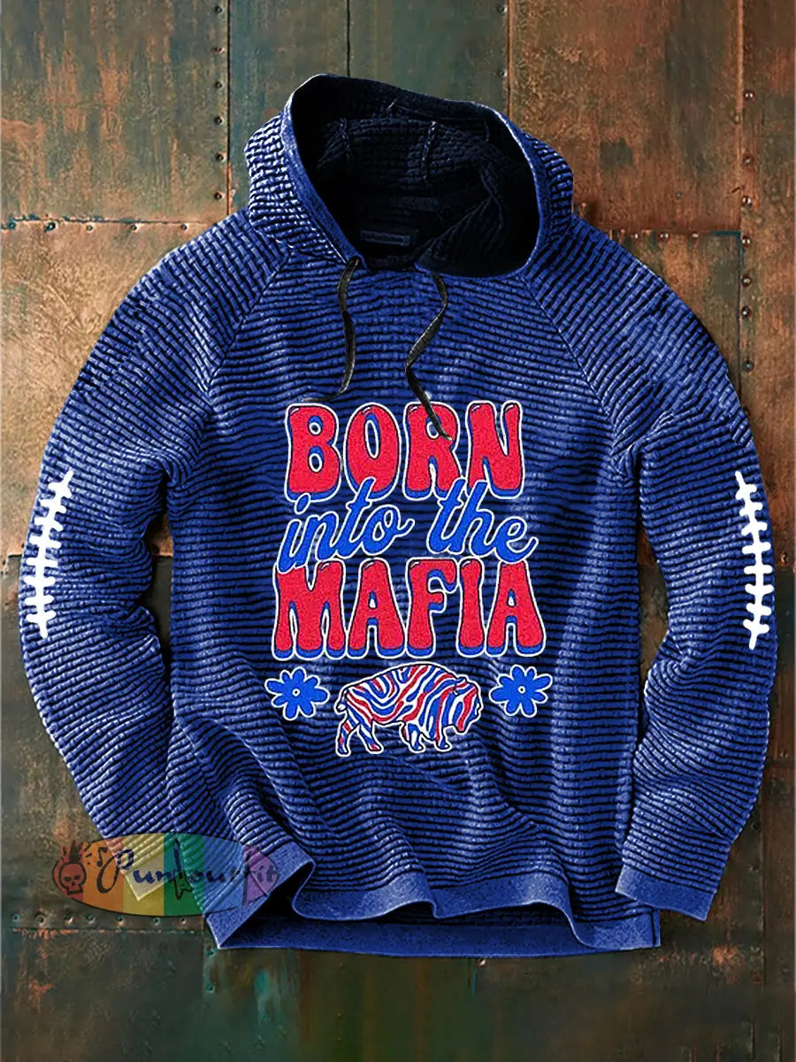 Men’s Football Lover Buffalo Printed Hoodie Blue / S