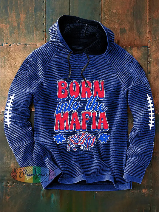 Men’s Football Lover Buffalo Printed Hoodie Blue / S