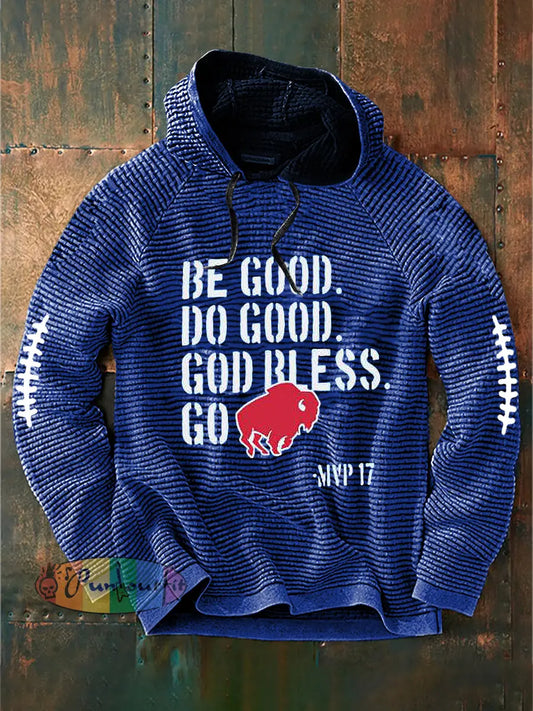 Men’s Football Lover Buffalo Printed Hoodie Blue / S