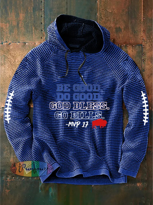Men’s Football Lover Buffalo Printed Hoodie Blue / S