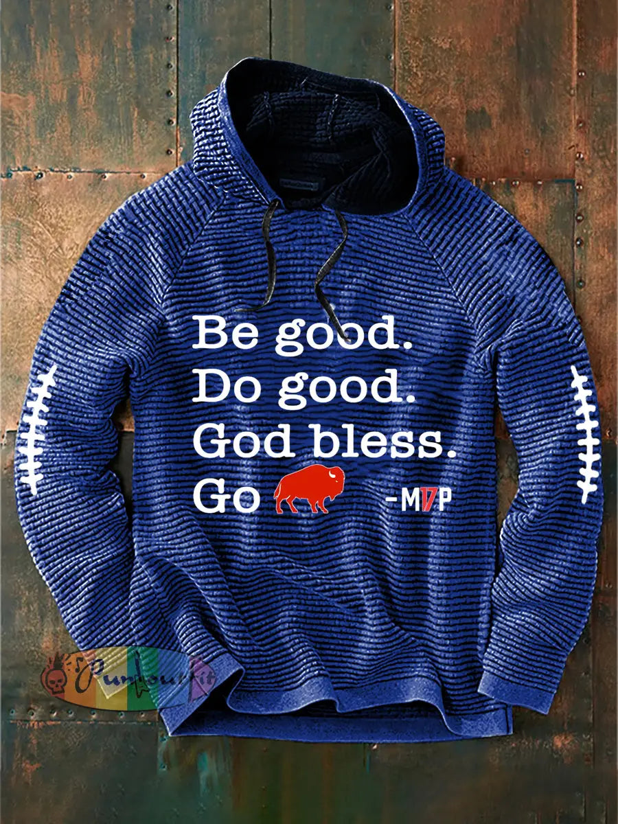 Men’s Football Lover Buffalo Printed Hoodie Blue / S