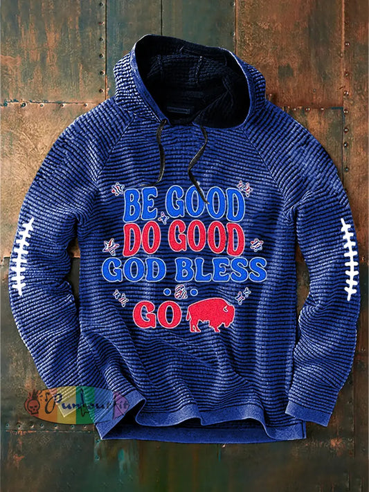 Men’s Football Lover Buffalo Printed Hoodie Blue / S